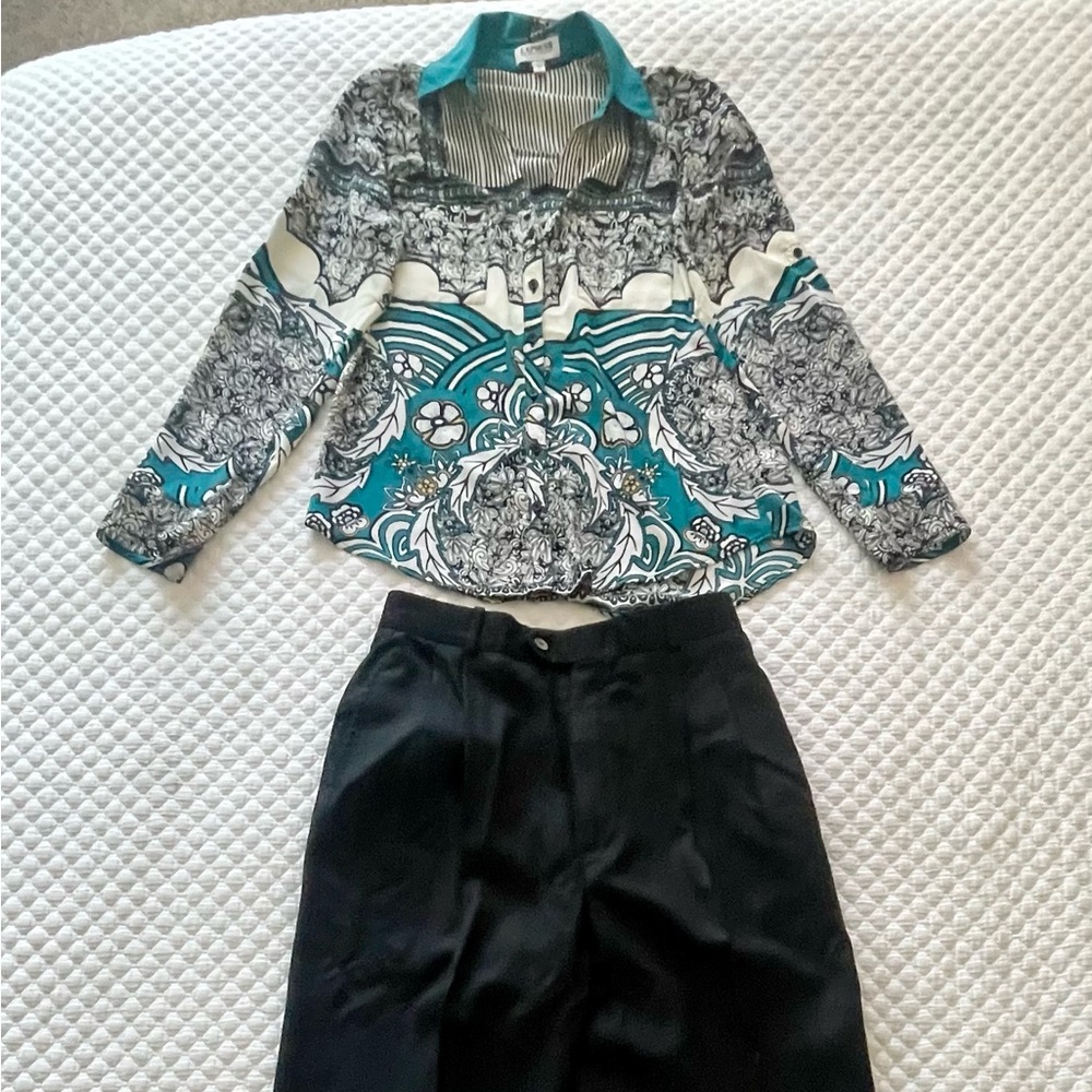 Express blouse and Barry Bricken pants